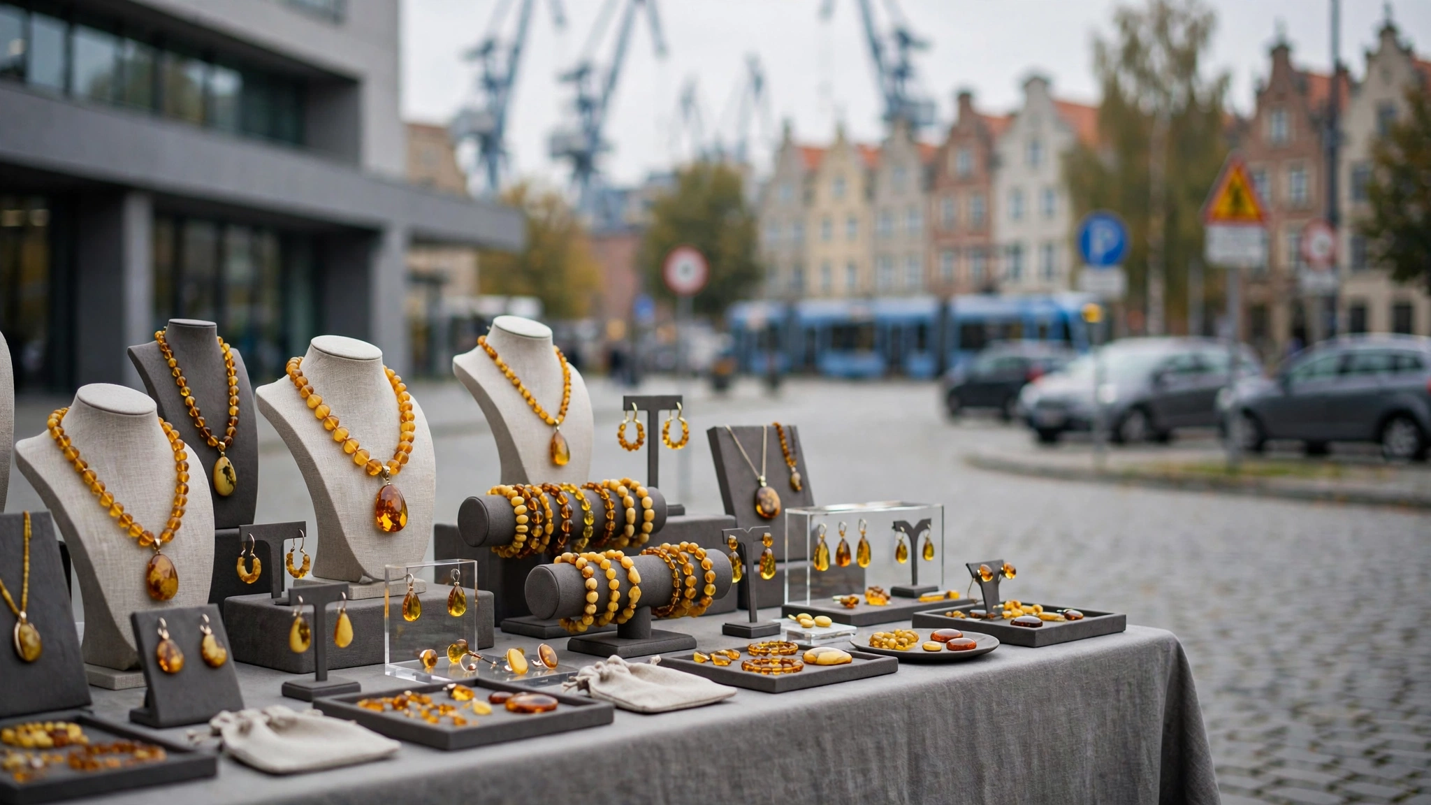 Bursztynowa biżuteria prezentowana na stoisku podczas Gdańsk Jewellery Week 2026 w AMBEREXPO