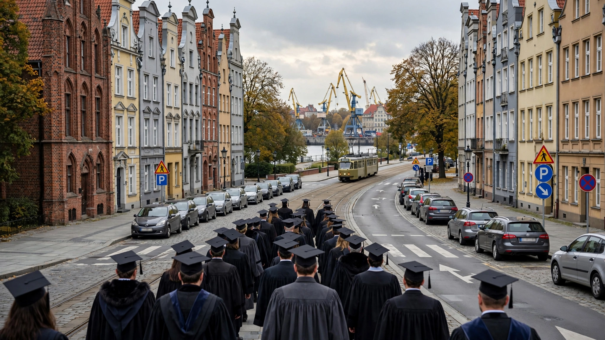 Parada akademicka na Trakcie Królewskim w Gdańsku z udziałem przedstawicieli uczelni