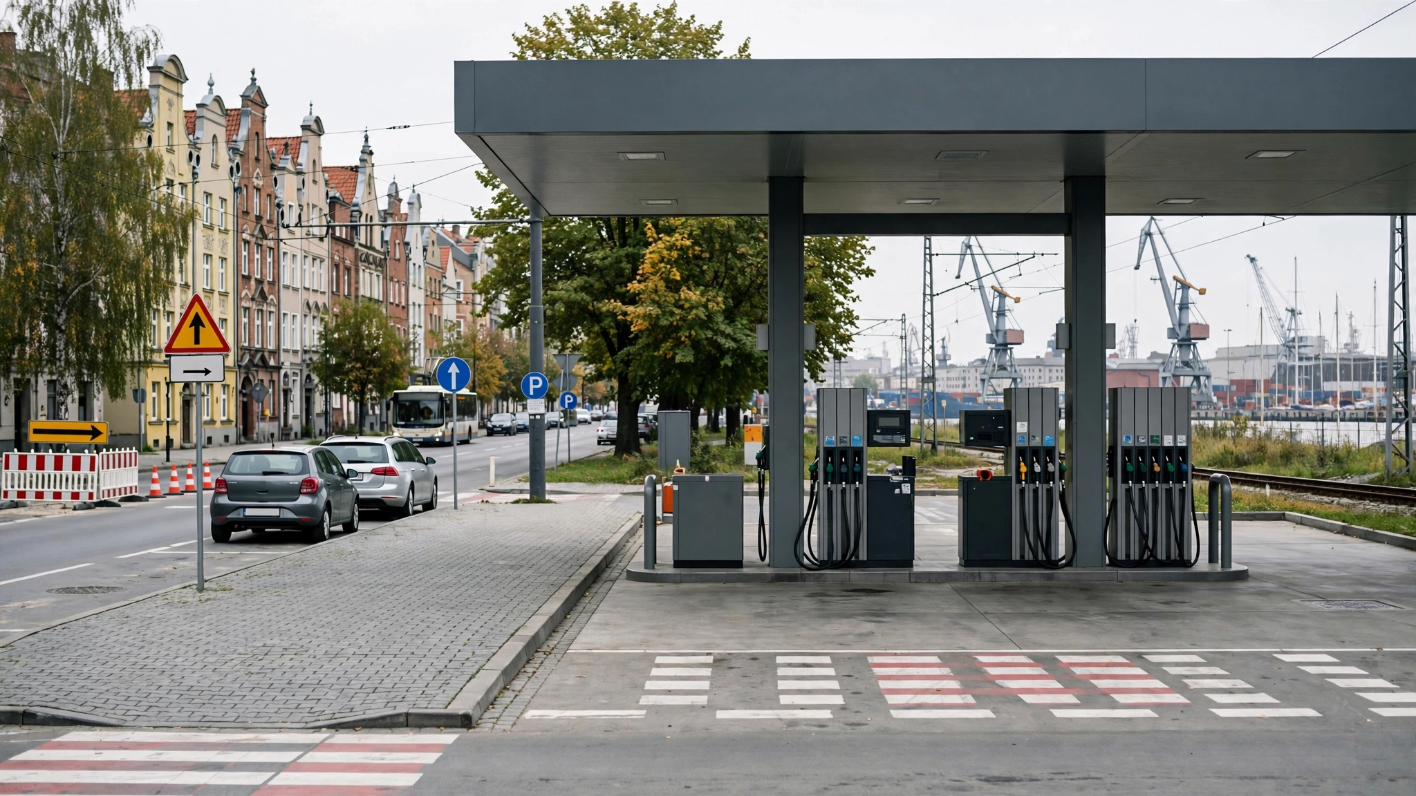 Stacja paliw ORLEN przy ulicy Kontenerowej w Gdańsku z dystrybutorami dla ciężarówek
