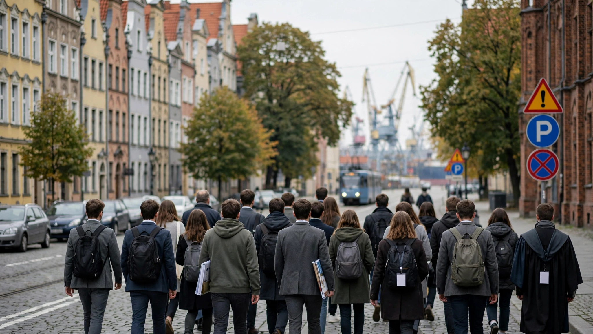 Studenci i przedstawiciele uczelni idą w paradzie ulicą Długą w Gdańsku