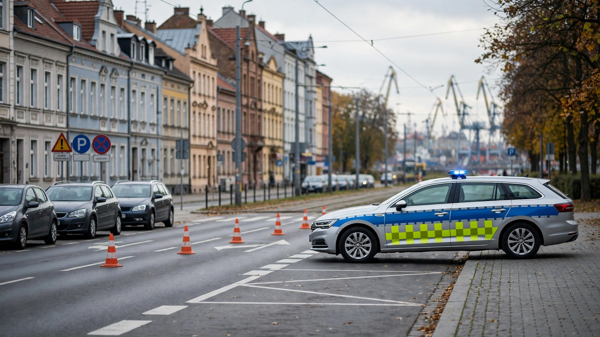 Radiowóz policyjny podczas kontroli drogowej w Sopocie